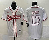 Men's Tampa Bay Buccaneers #13 Mike Evans White With Patch Cool Base Stitched Baseball Jersey,baseball caps,new era cap wholesale,wholesale hats